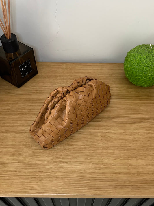 Borsa Pouch Intreccio Camel