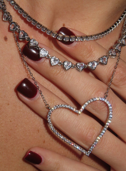 Collana Super Heart Open Strass