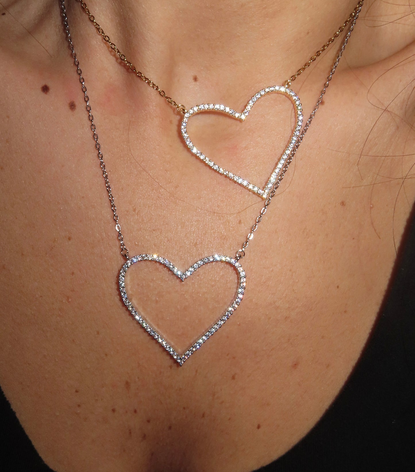 Collana Super Heart Open Strass