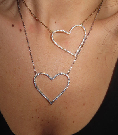 Collana Super Heart Open Strass