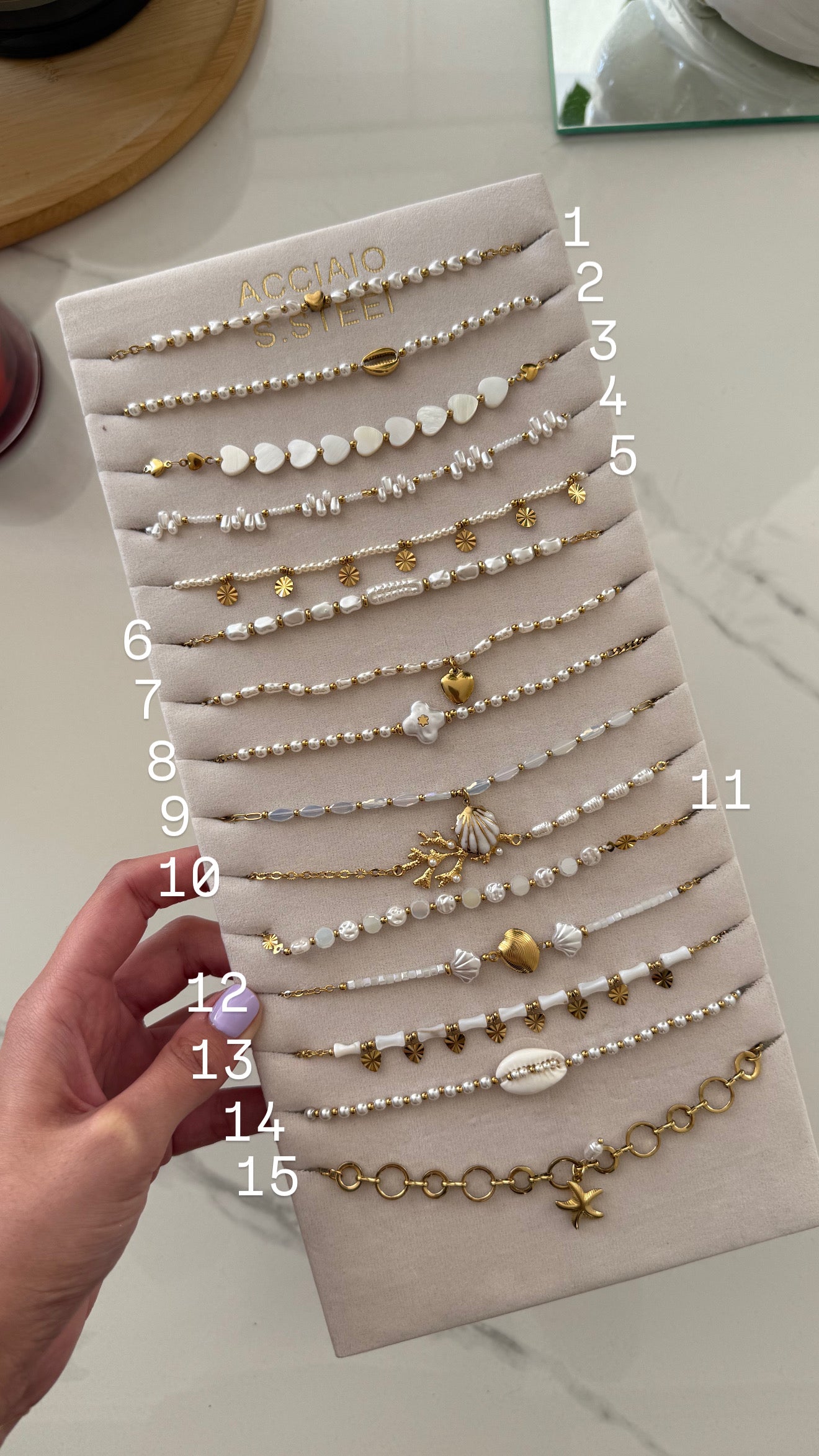 Collana Perline Bianche e Oro