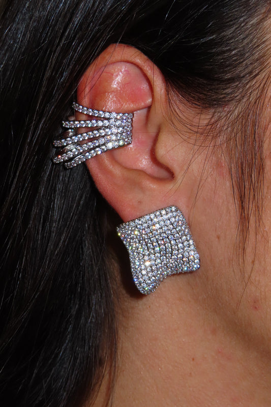 Orecchini Vela Asimmetrica Pavè