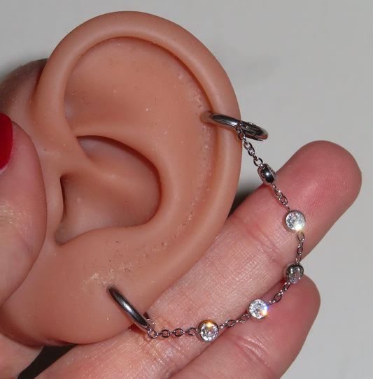 Hoop doppia catena Crystal