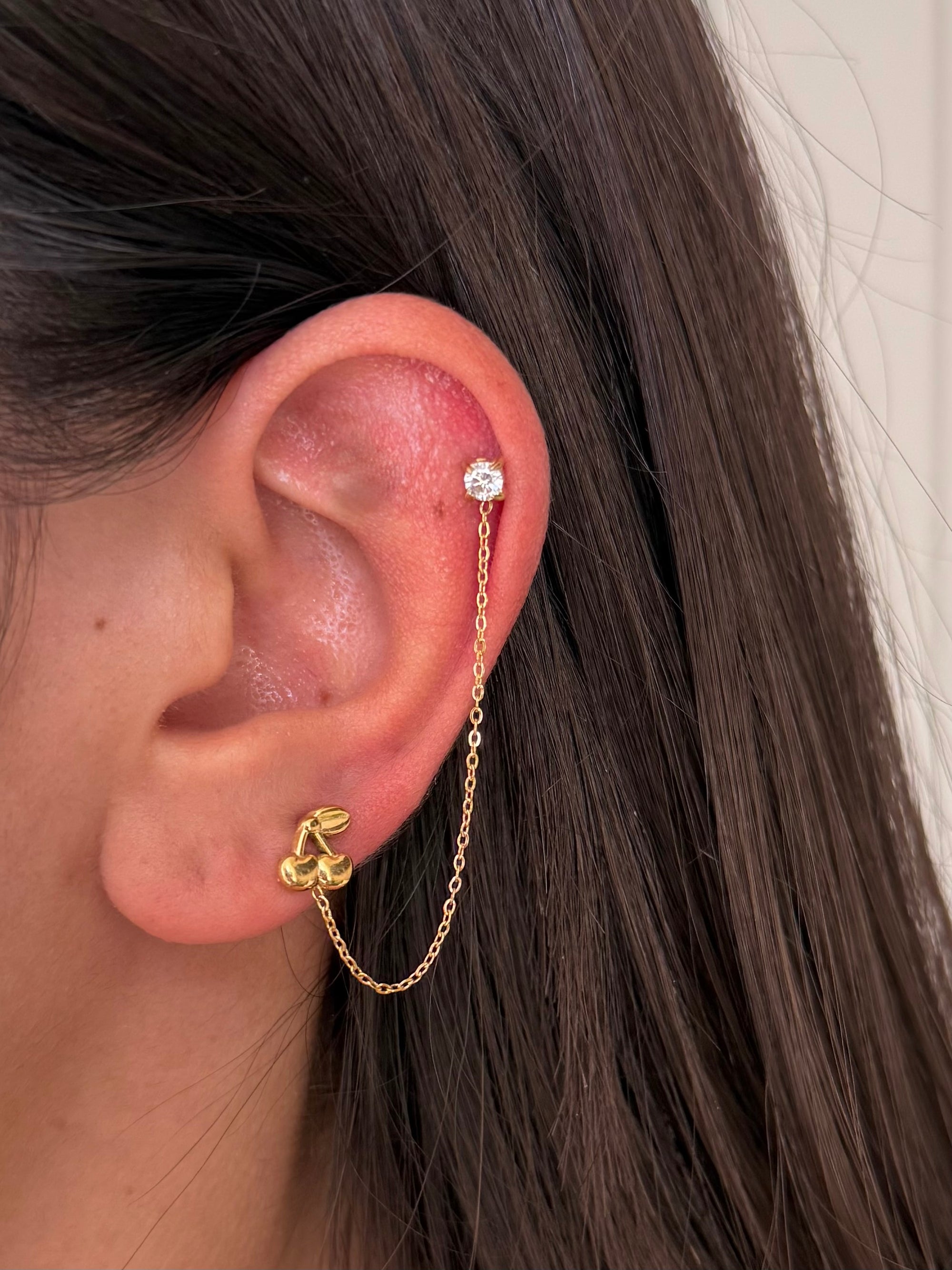 Orecchino Cherry con Catena