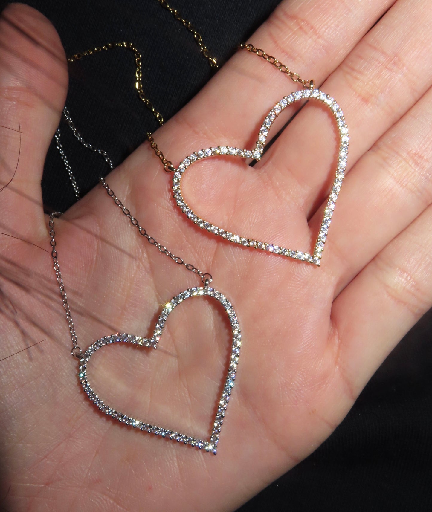 Collana Super Heart Open Strass