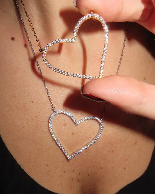 Collana Super Heart Open Strass
