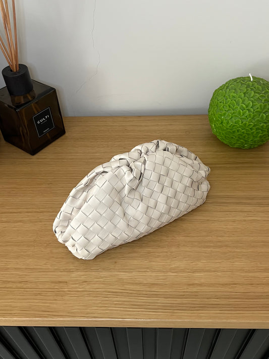 Borsa Pouch Intreccio Crema