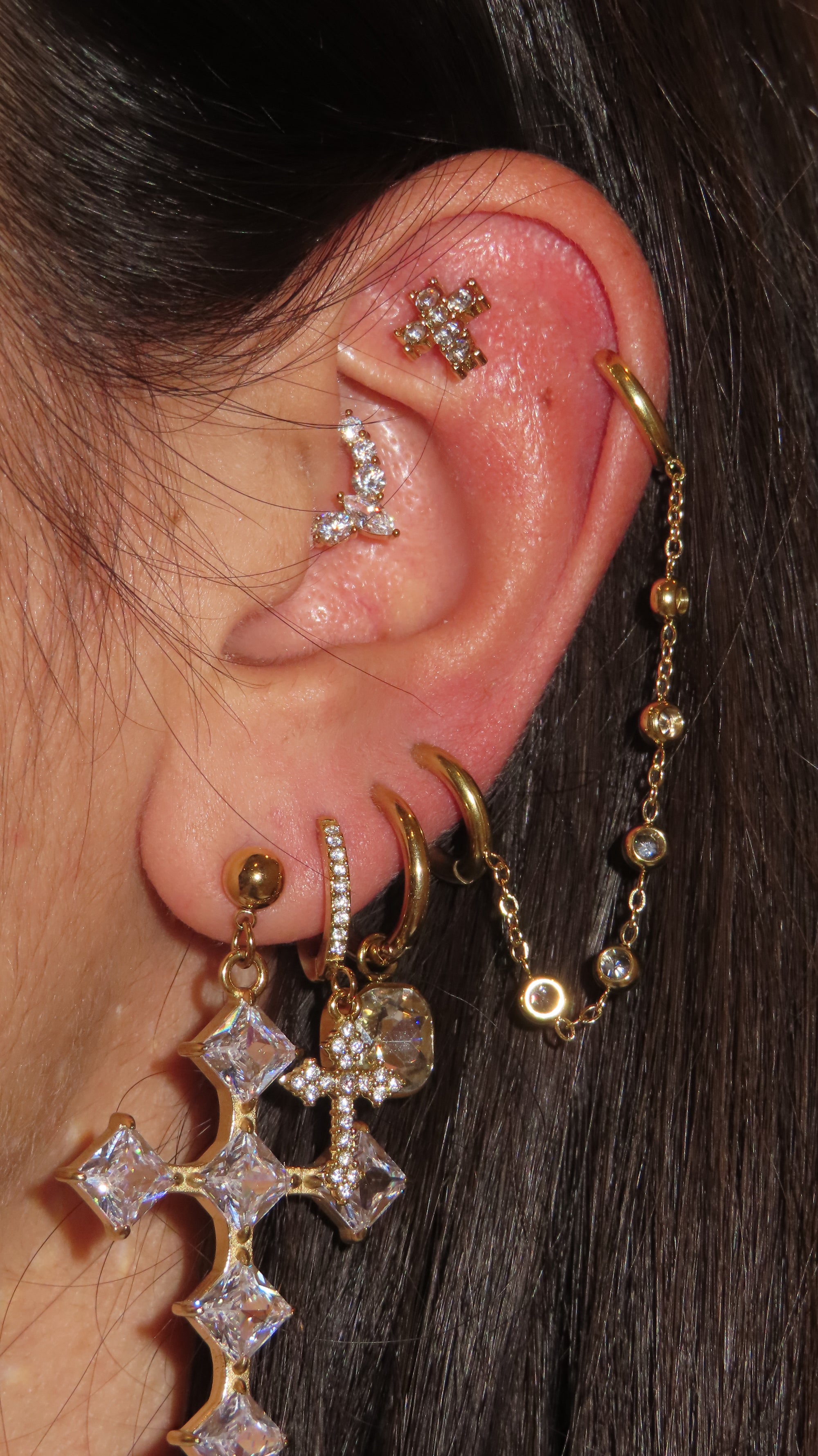Hoop doppia catena Crystal