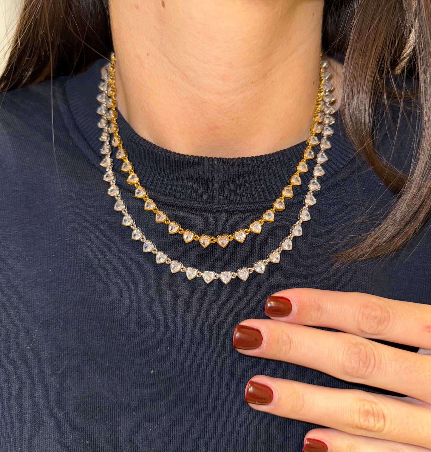 Collana Multicuori Zirconia