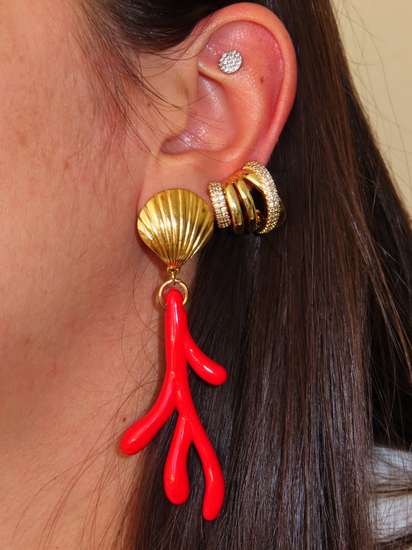 Orecchini Conchiglia e Corallo