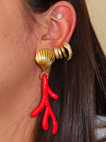 Orecchini Conchiglia e Corallo