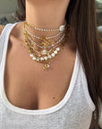 Collana Perline Bianche e Oro